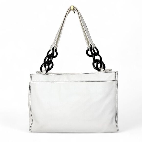 Rare Vintage CHANEL Black and White CC Logo Chain Dual Top Handle Tote - Picture 9 of 16